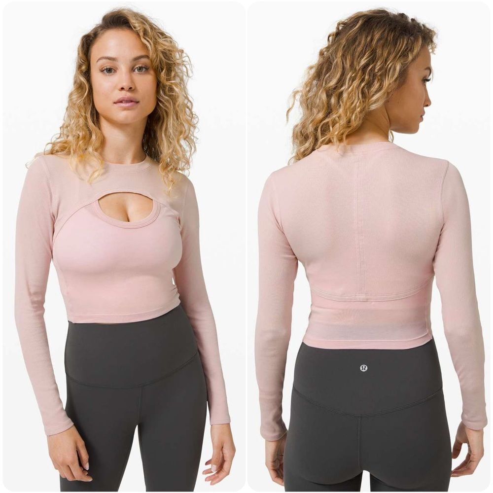 Lululemon Better Best Cropped Cutout Long Sleeve in Porcelain Pink | Size 6